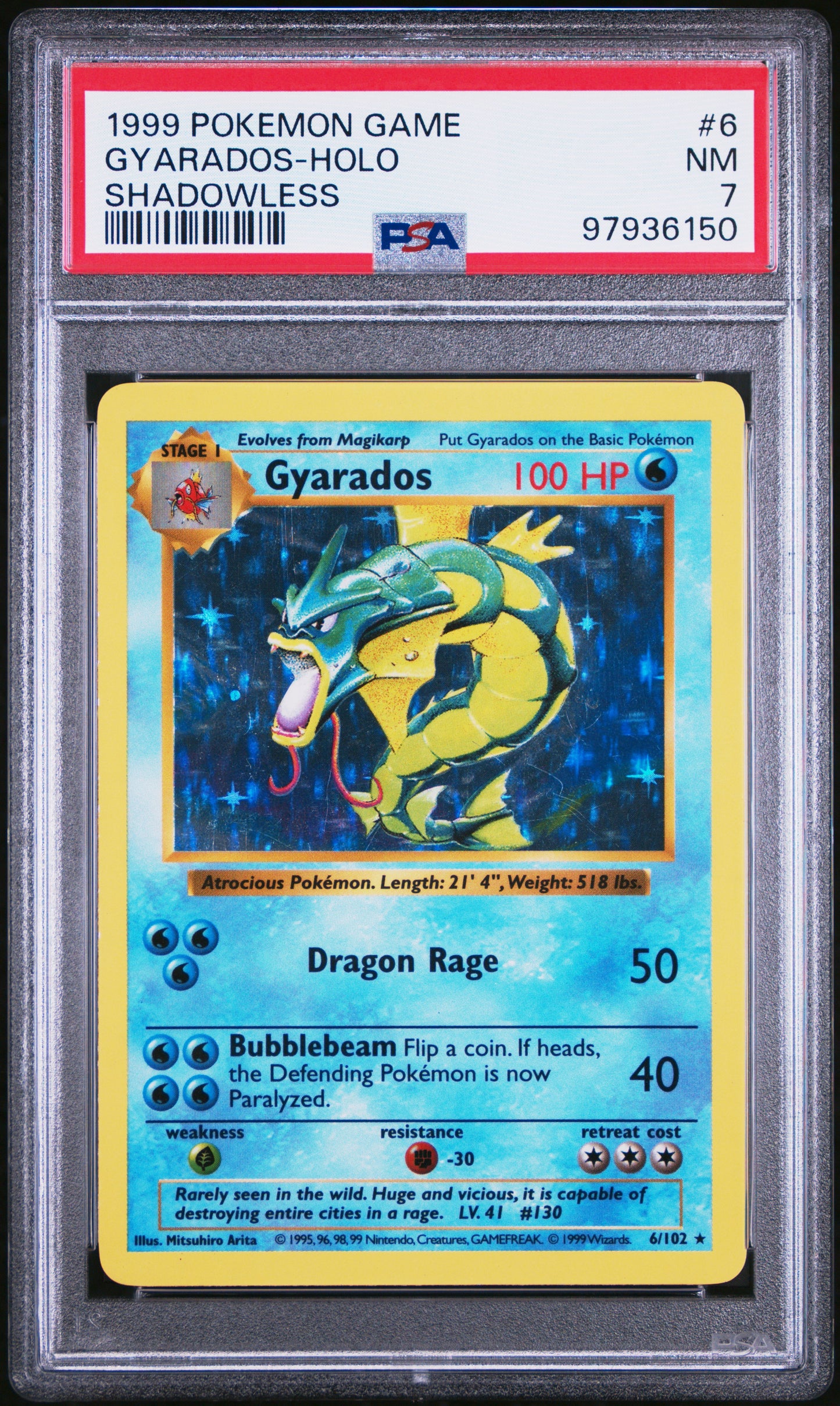 Gyarados Holo (Shadowless) 06/102 - PSA 7
