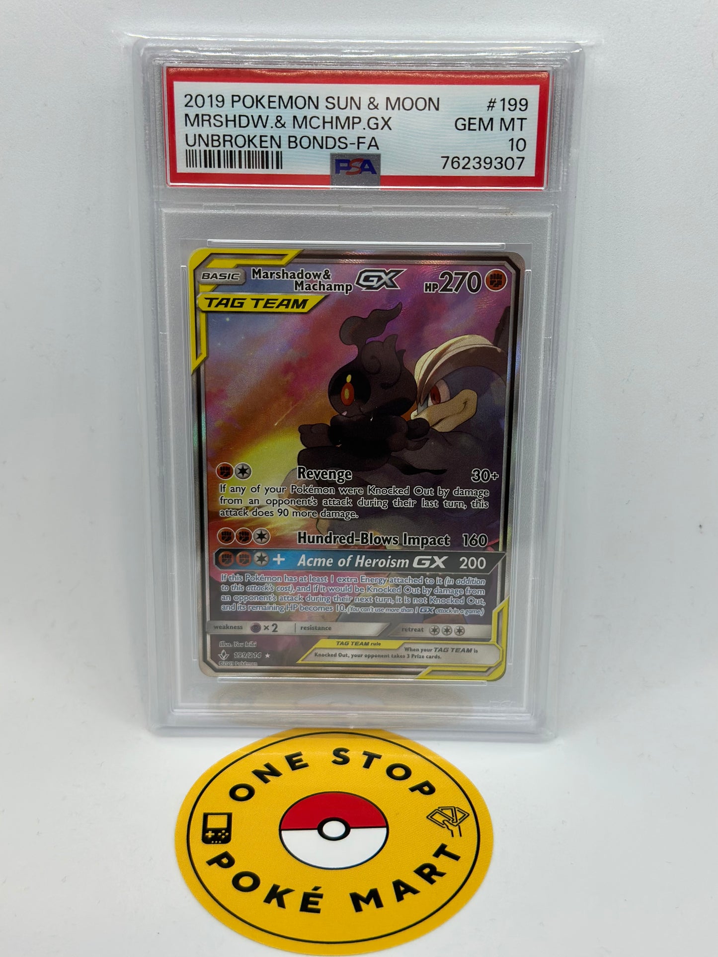 2019 Pokémon Marshadow & Machamp Unbroken Bonds #199 PSA 10