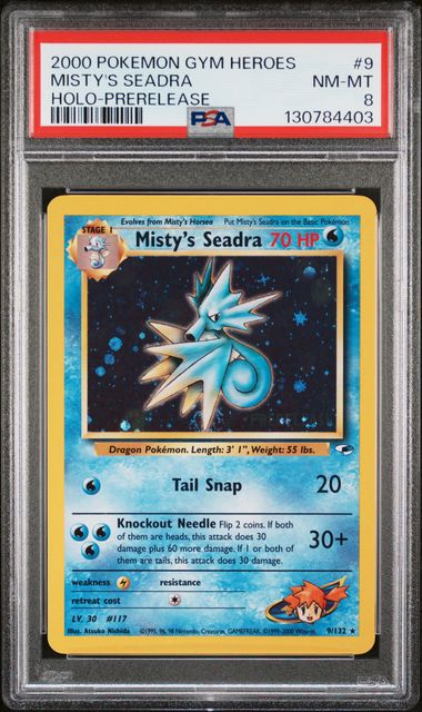 Misty's Seadra (Holo Pre-Release) 9/132 - PSA 8